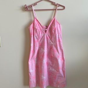 NWT Lilly Pulitzer strapless shift dress. Size 6. Pink and white